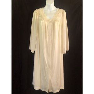 Womens Shadow Line Gown & Robe Set Yellow Peignoir. Size Large